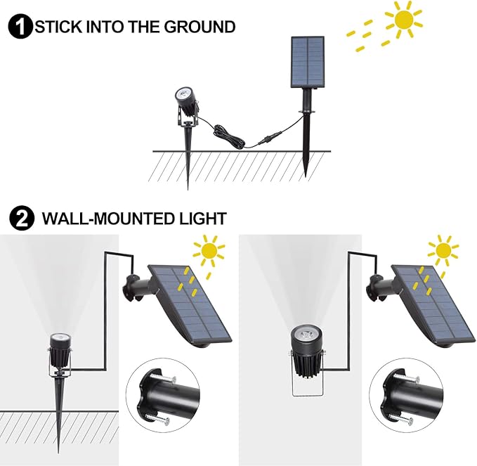 T-SUN Solar Spotlights, Outdoor LED Solar Lights, Waterproof Auto ON/Off Solar - Image 5