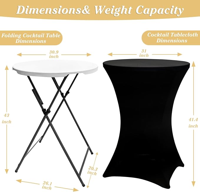 GUAGUA 32" Round Plastic Folding High Top Table - Image 3