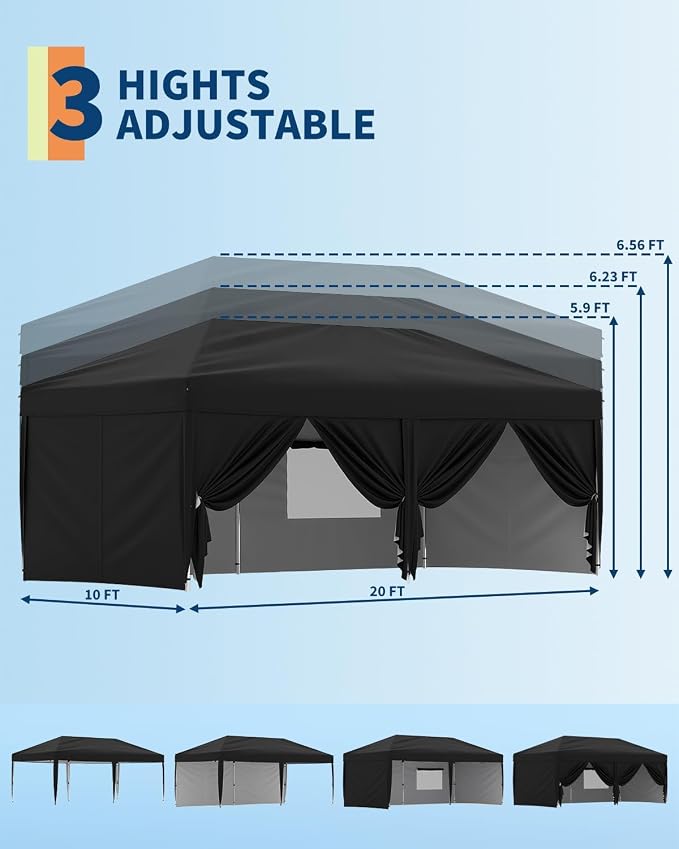 10X20 Pop Up Canopy Tent with 6 Sidewalls – Heavy Duty Commercial Instant - Image 7
