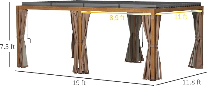 Outsunny 12' x 19' Louvered Pergola Hardtop Gazebo - Image 7