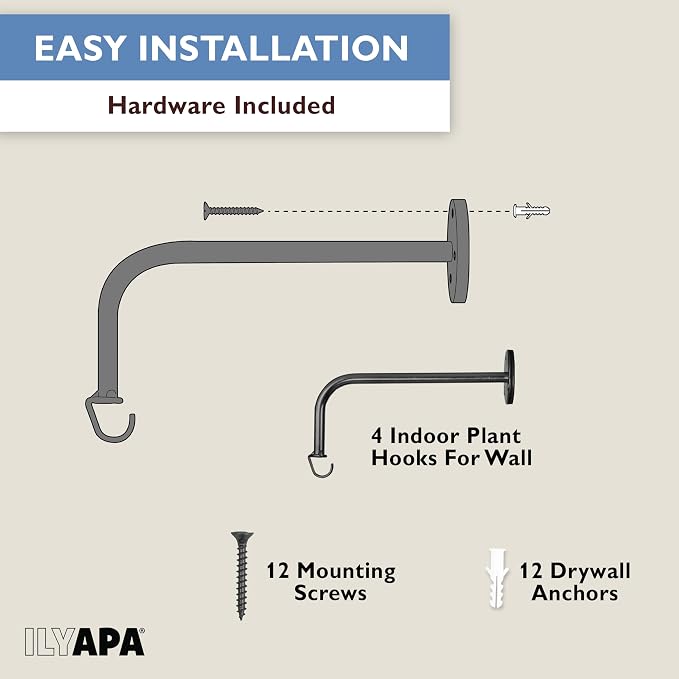 Ilyapa 4 Pack Metal Plant Wall Hanger Hooks - 7 in. Hook - Image 5