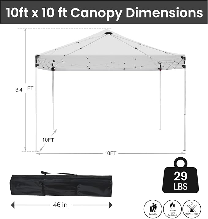 10x10ft Pop Up Canopy Tent, Heavy Duty Waterproof Folding Tent - Image 2