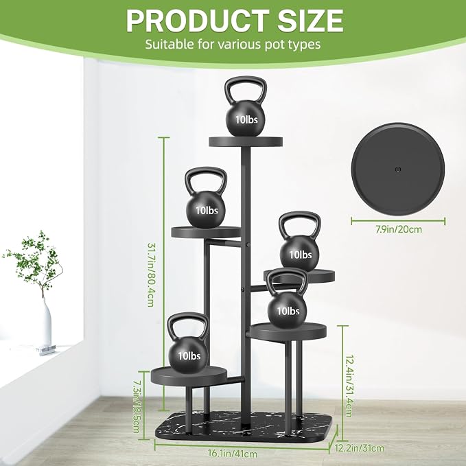 iDavosic.ly 5 Tier Plant Stand Indoor Outdoor, Tiered Corner Plant Stands - Image 5