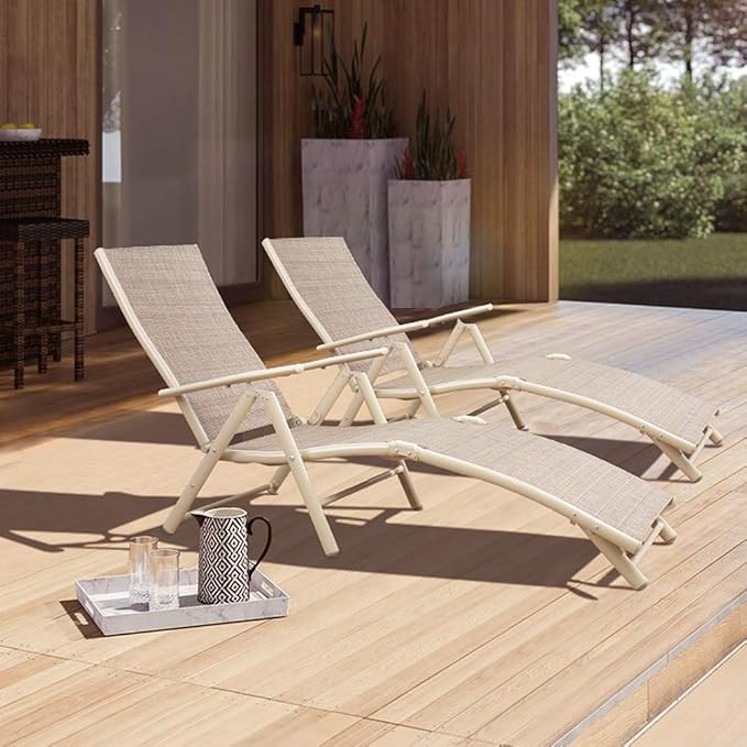 Devoko Lounge Chairs for Outside Patio Chaise Lounge Outdoor Poolside - Image 7