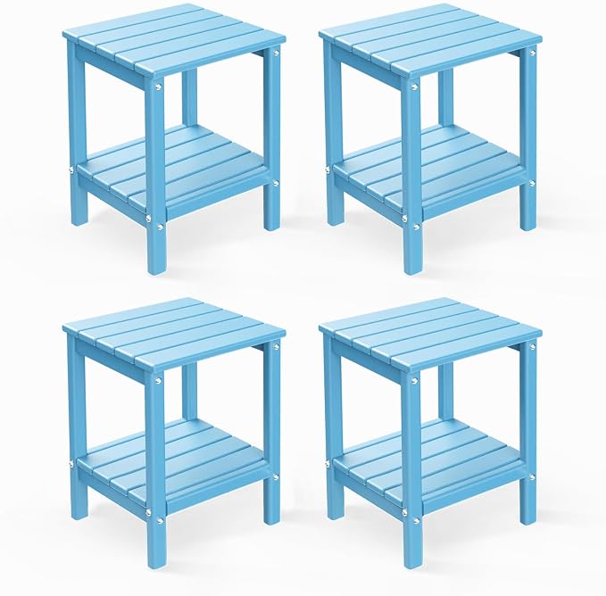 GREENVINES Adirondack-Outdoor-Side-Table | Set of 4 | 14 x 13 Inches | HDPE by GreenVines