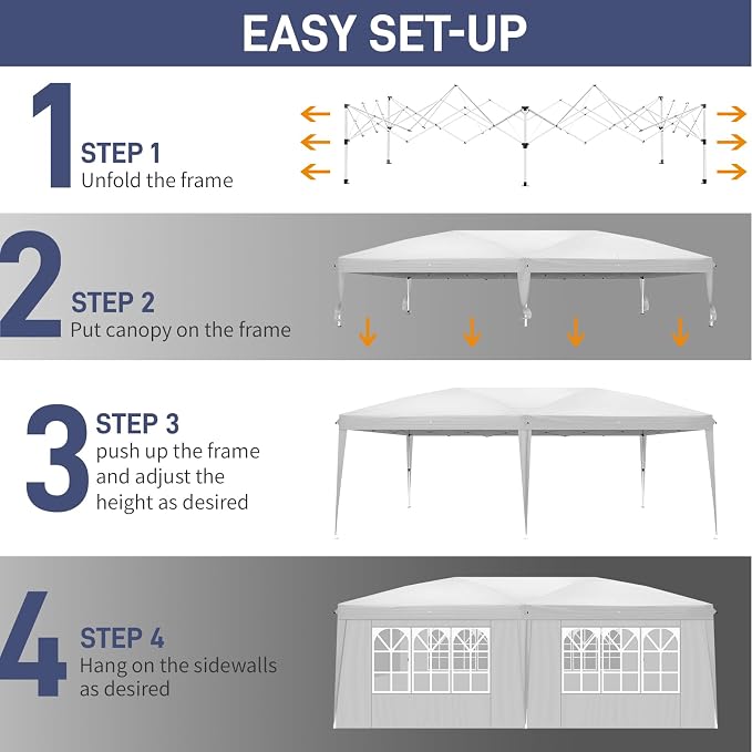 VINGLI Pop Up Canopy Tent with Sidewalls, Outdoor Gazebo Canopy Tent, Patio - Image 4