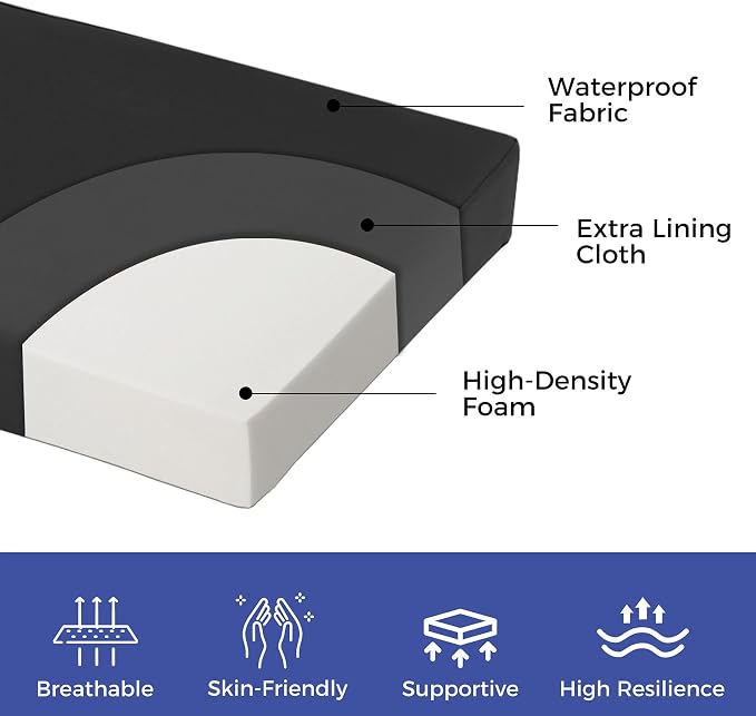 Outdoor Bench Cushions for Outdoor Furniture, Waterproof Bench Pillow, Fade - Image 3
