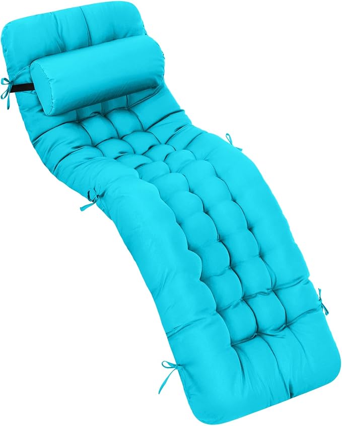 Tudomro 1 Pcs Peacock Blue 66'' Outdoor Chaise Lounge Cushion Waterproof Patio by Tudomro