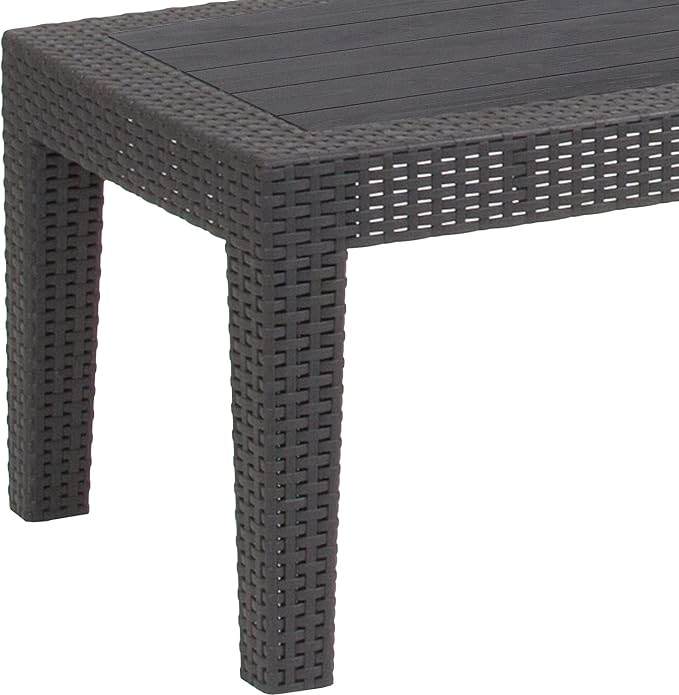 Flash Furniture Seneca Dark Gray Faux Rattan Coffee Table - Image 8
