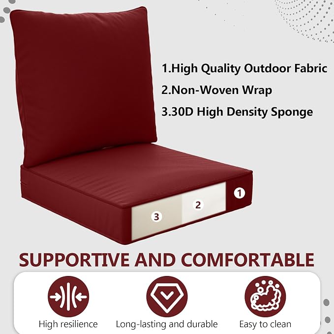 24" x 24" x 6" Outdoor Deep Seat Cushions Set - Image 3