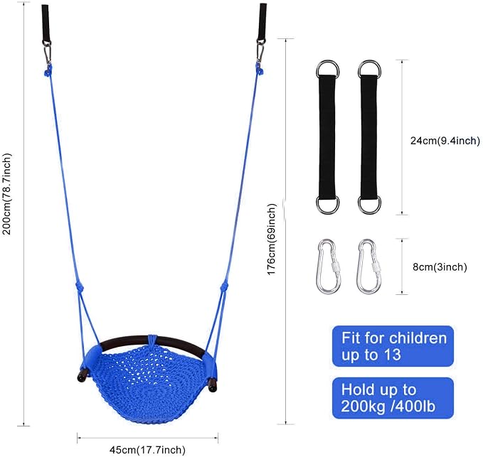 Swing Seat for Kids Heavy Duty Rope Play Secure Children Swing Set, Playground - Image 3