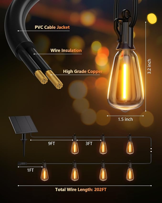 Brightown 202FT Solar String Lights Outdoor Waterproof - Image 6