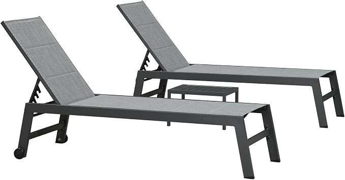 PURPLE LEAF Outdoor Chaise Lounge Set of 2 Aluminum Patio Lounge Chair - Image 8