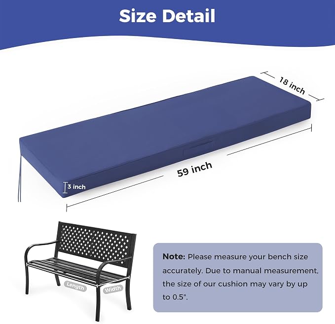 Outdoor Bench Cushions for Outdoor Furniture, Waterproof Bench Pillow, Fade - Image 5