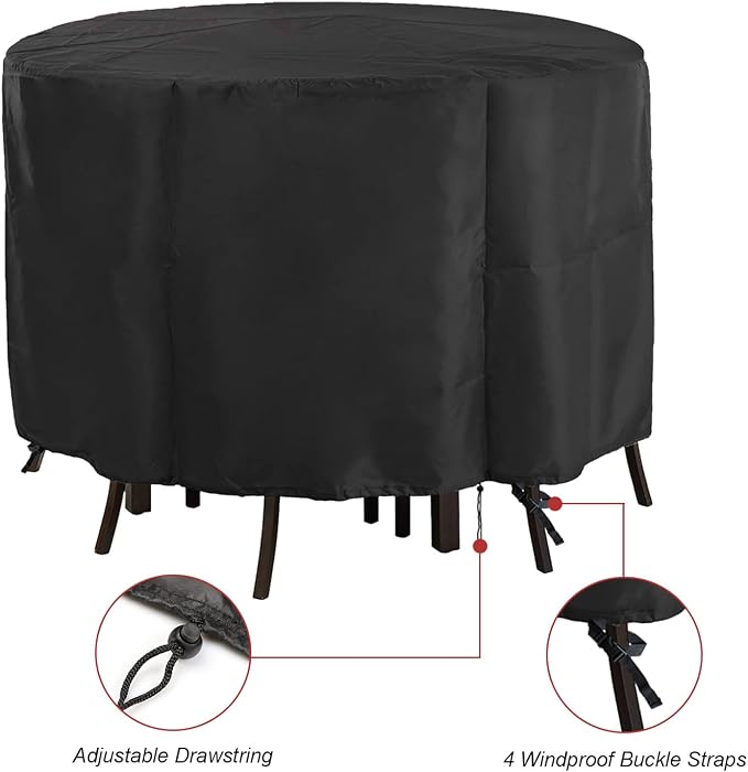 Round Patio Bar Height Table and Chair Cover 90 Inch, Outdoor Round Tall High - Image 2