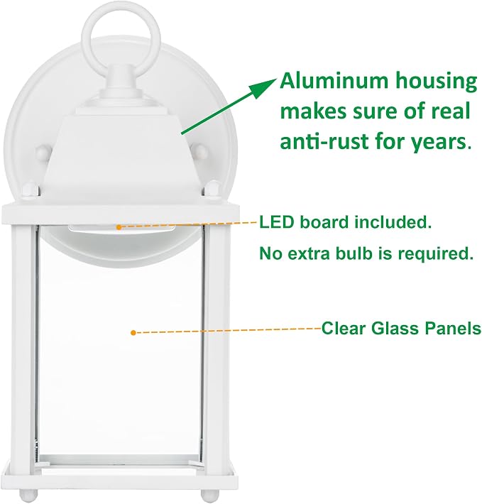 LIT-PaTH Outdoor LED Wall Lantern, Wall Sconce as Porch Light, 9.5W 800 Lumen - Image 2