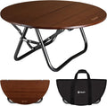 VILLEY Bamboo Round Folding Table, Camping Half-fold Portable Table by VILLEY