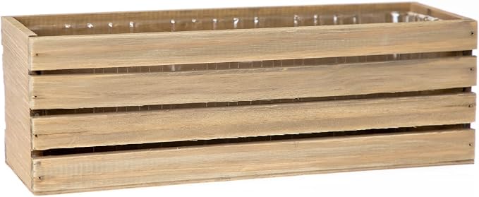 Wood Planter Box with Wine Crate Styled, 12x4 Inch Rectangular, Rustic Barn Wood - Image 4