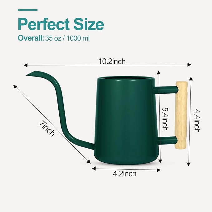 Watering Can Indoor Plants, 35 oz/1000 ml Metal Stainless Steel Watering Can Pot - Image 7