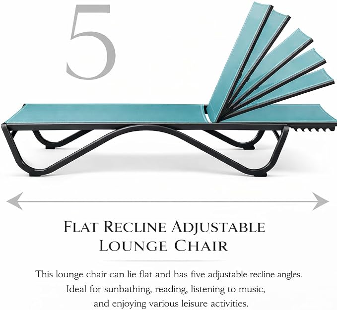 Kozyard Outdoor Chaise Lounge Chair, Full Aluminum Frame, Adjustable Reclining - Image 6