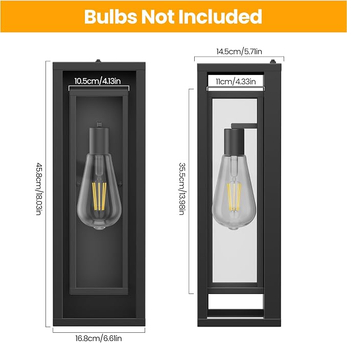 AIBISDO 18In Large Dusk to Dawn Outdoor Wall Light -2 Pack, Waterproof Outdoor - Image 6