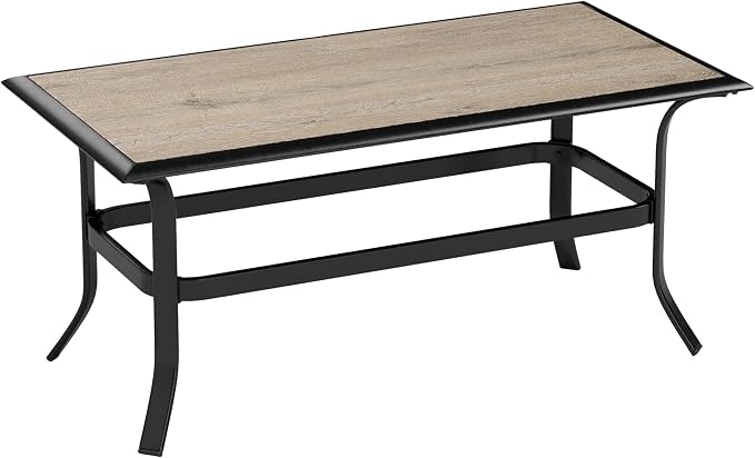 Elegant Wood-Like Outdoor Coffee Tables, Rectangular Patio Tables Suited by PHIVILLAThepioneerofcomfortablehouseholdsupplies