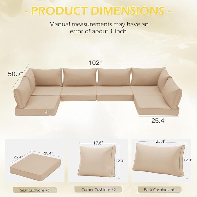 HOMREST Cushions for Outdoor Furniture, Replacement Cushion Pillow, - Image 3