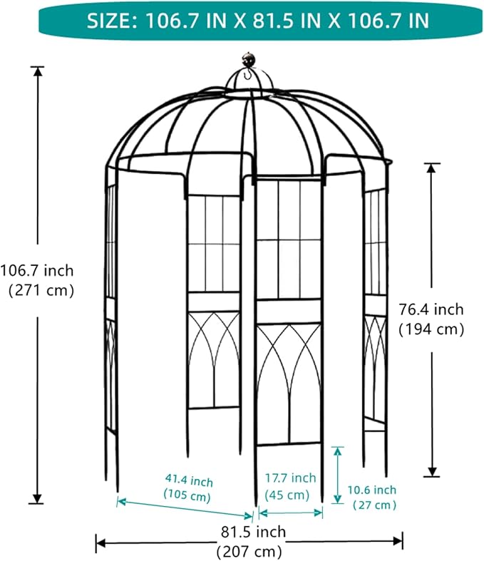Garden Arches Arbors Birdcage Shape, Metal Pergola Pavilion Gazebo Enduring - Image 5