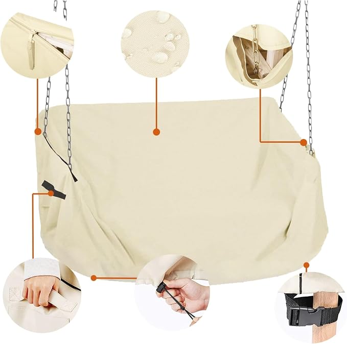 Porch Swing Cover 73 Inch Waterproof 600D Oxford Hanging Outdoor Swing Cover - Image 3