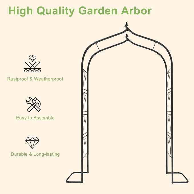 OUSHENG 7FT Garden Arch Trellis, Outdoor Steel Arbor - Image 2