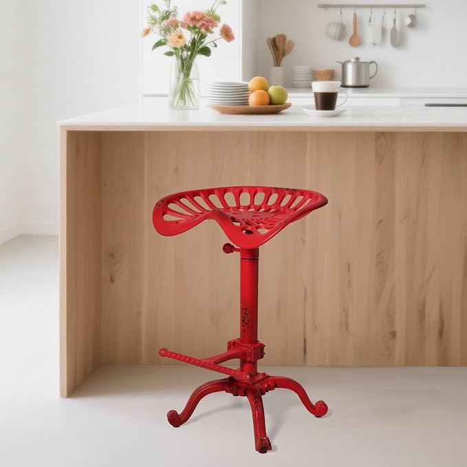 Diwhy Rustic Industrial Farmhouse Tractor Seat Adjustable Bar Stool Industrial - Image 6