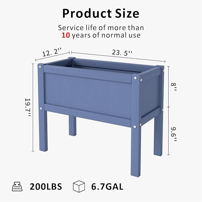 Raised Garden Bed with Drainage Hole Waterproof HDPE Elevated Planter Box with - Image 2