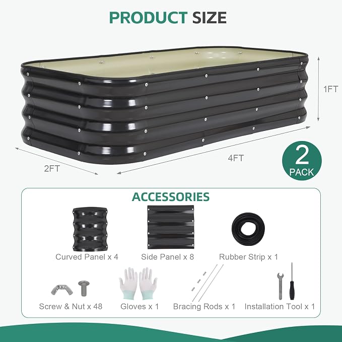 3 in 1 Galvanized Raised Garden Bed - Image 8