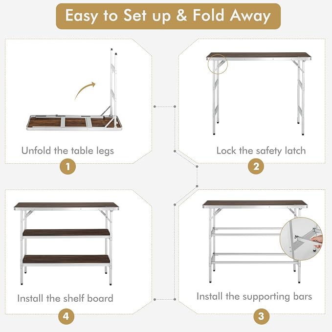 COSTWAY Folding Picnic Table, Portable Camping Table - Image 6