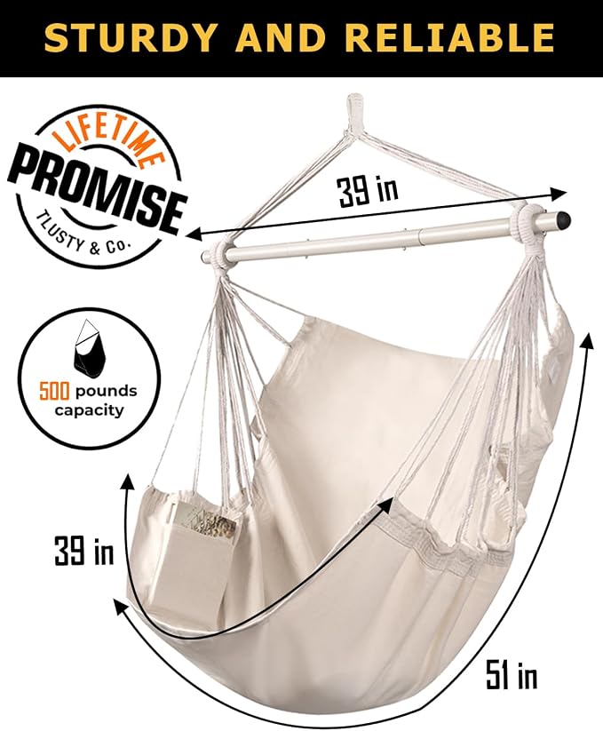 ADVOKAIR Hammock Chair Swing, Heavy-Duty Hanging Rope Swing Seat Supports 500 - Image 5