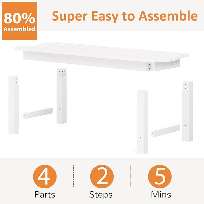 Outdoor Bench Set of 2, 2-Person Patio Backless Benches, HIPS Weatherproof - Image 7