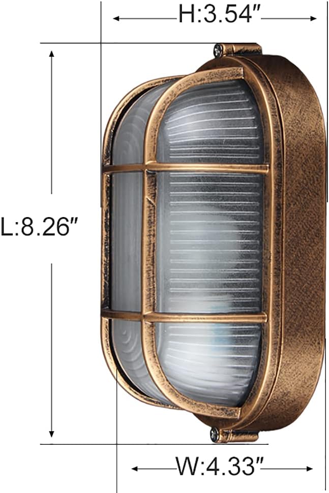 2-Pack Outdoor Oval Wall Lights, 8.3"Nautical Bulkhead Sconce, Flush Mount - Image 3