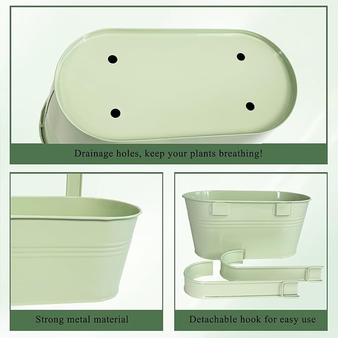 Balcony Hanging Planters Flower Pots, Fence Pot Hanging Plant Holders - Image 3