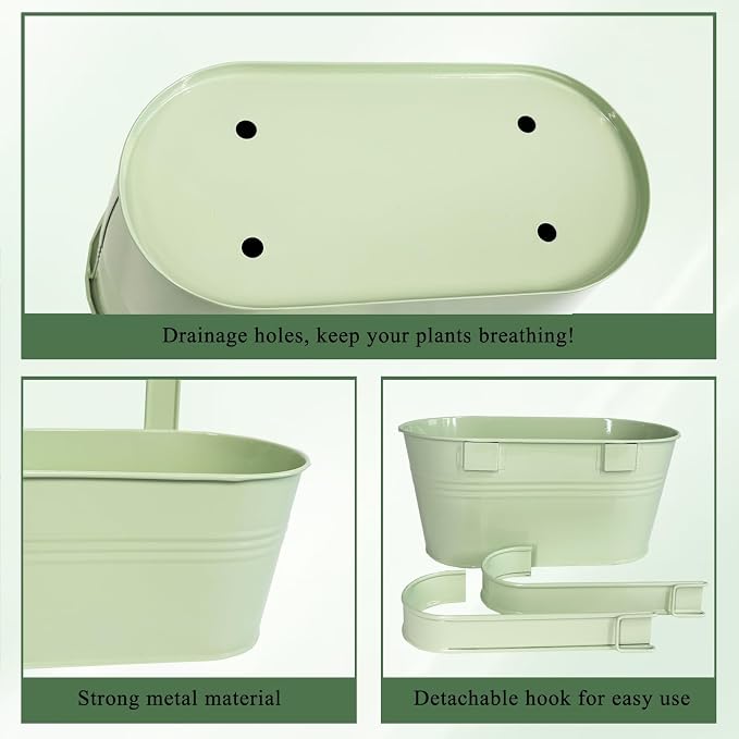 Balcony Hanging Planters Flower Pots, Fence Pot Hanging Plant Holders - Image 2
