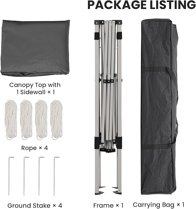 Canopy Tent, 10X10 FT Pop Up Canopy Outdoor Tent Slant Legs - Image 5