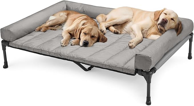 Veehoo Cooling Elevated Dog Bed Add Removable Waterproof Bolster Cushion Mat by Veehoo