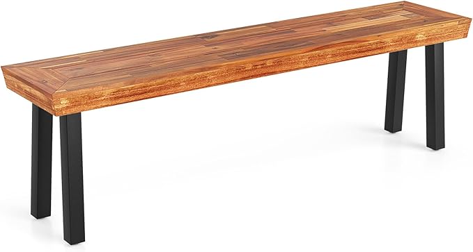 COSTWAY Outdoor Acacia Wood Benches, 2-3 People Backless Garden Benches by COSTWAY