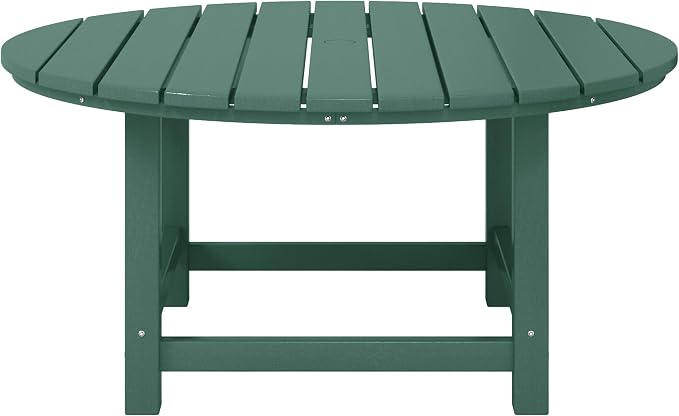 WestinTrends Malibu Low Outdoor HDPE Round Patio Coffee Table, Dark Green - Image 3
