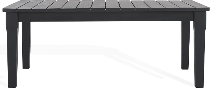 SAFAVIEH Couture Outdoor Collection Martinique Black Solid Wood Patio Coffee - Image 5