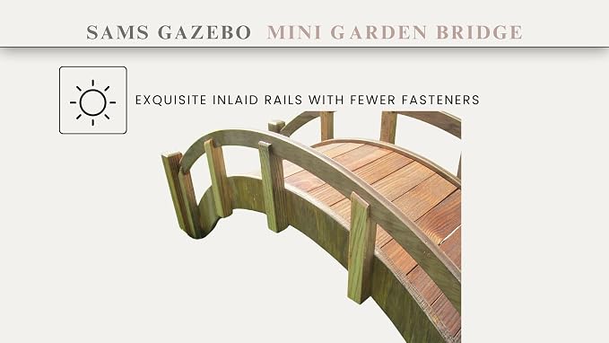 SamsGazebos Miniature Japanese Wood Garden Bridge, Made in USA - Image 6