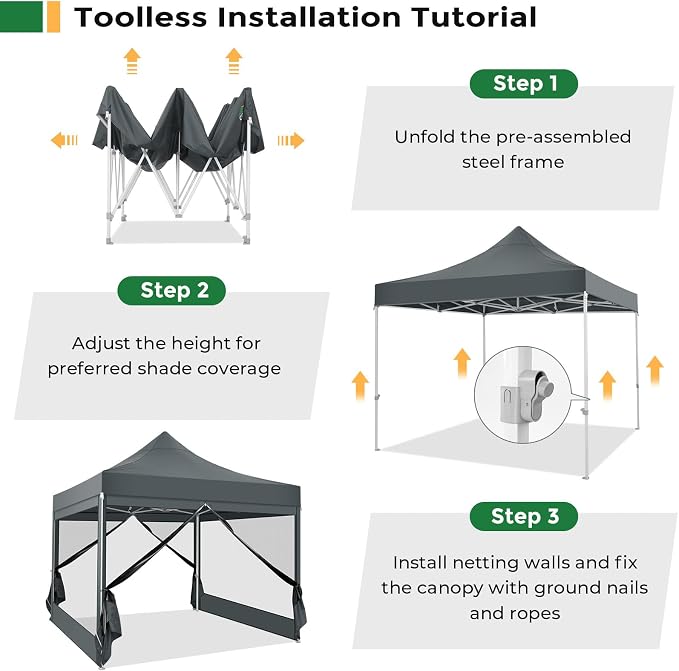 COBIZI 10x10 Heavy Duty Pop Up Canopy - Image 7