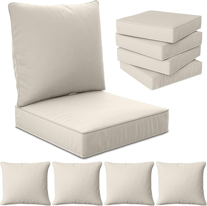22" x 22" x 6" Outdoor Deep Seat Cushions Set by Unknown
