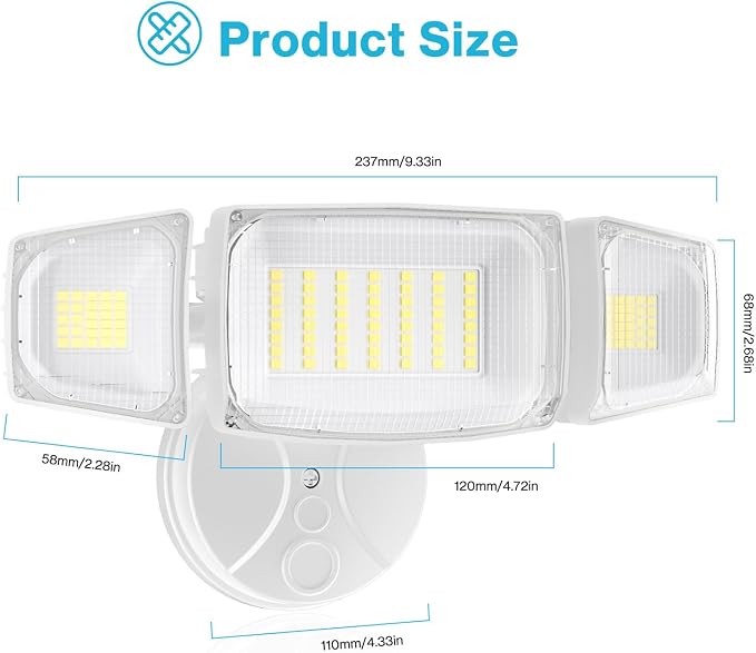Olafus 80W Flood Lights Outdoor, Switch Controlled 8000LM LED Security Lights - Image 9