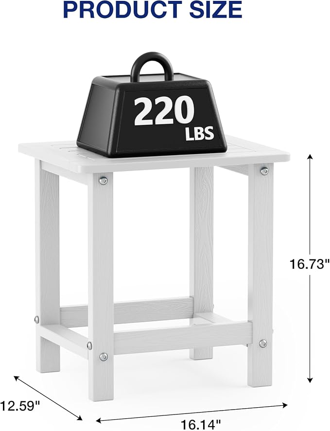 YEFU Outdoor Side Table for Patio: 16" HIPS Weather - Image 3