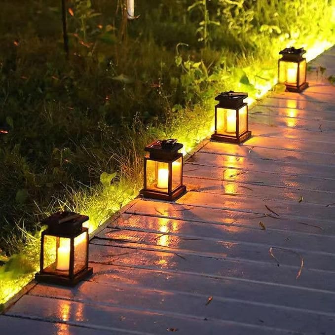 Dycica Solar Lights Outdoor Hanging Lanterns, Candle Flickering Flame Effect LED - Image 6